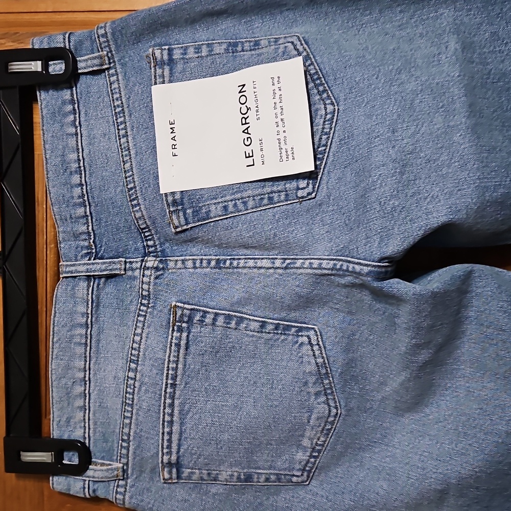 Frame Le Garcon Mid-Rise Straight Cuffed Denim Jeans-NWT - Picture 9 of 15